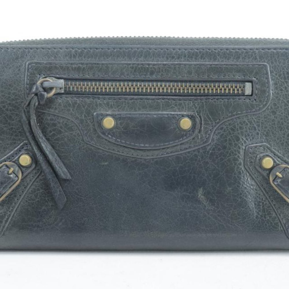 Balenciaga Black Leather Arena Classic Long Wallet
